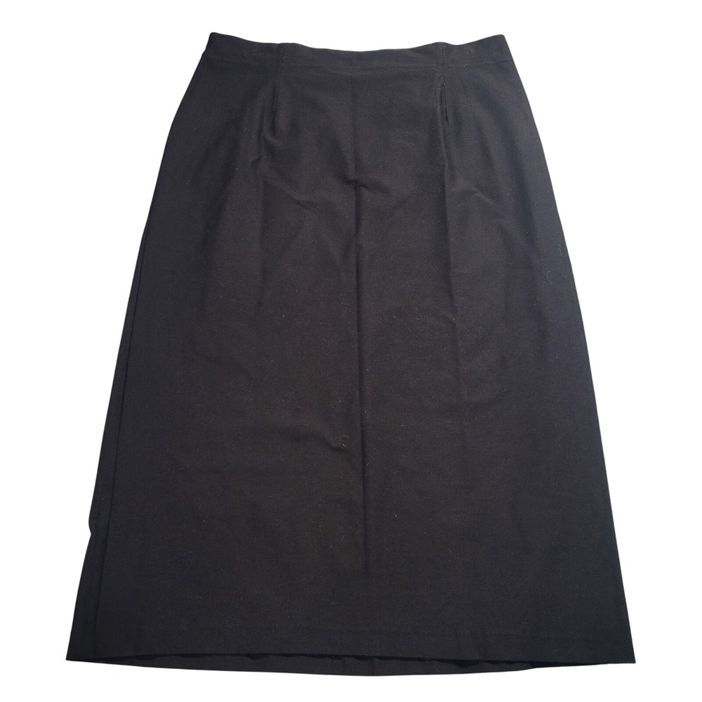 Eileen Fisher Black Viscose Stretch Jersey Midi Skirt XL Made in USA Career
